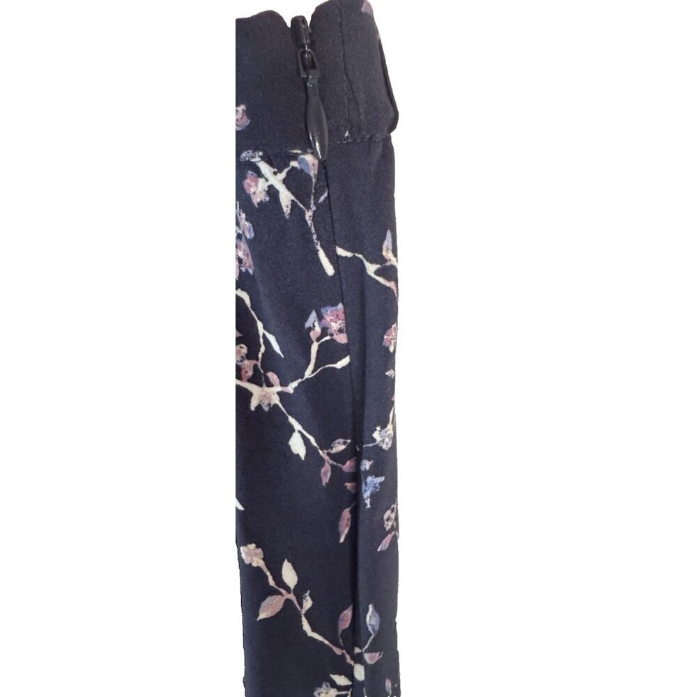 J Jill Womens Blue Floral Print Midi Skirt M Feminine Dark Romantic Cottage Core - Picture 3 of 8